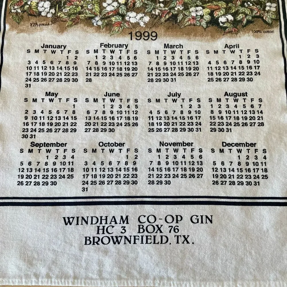 Vintage 1993 1994 1999 Tea Towel Calenders Cotton Field Farm House Nostalgia EUC